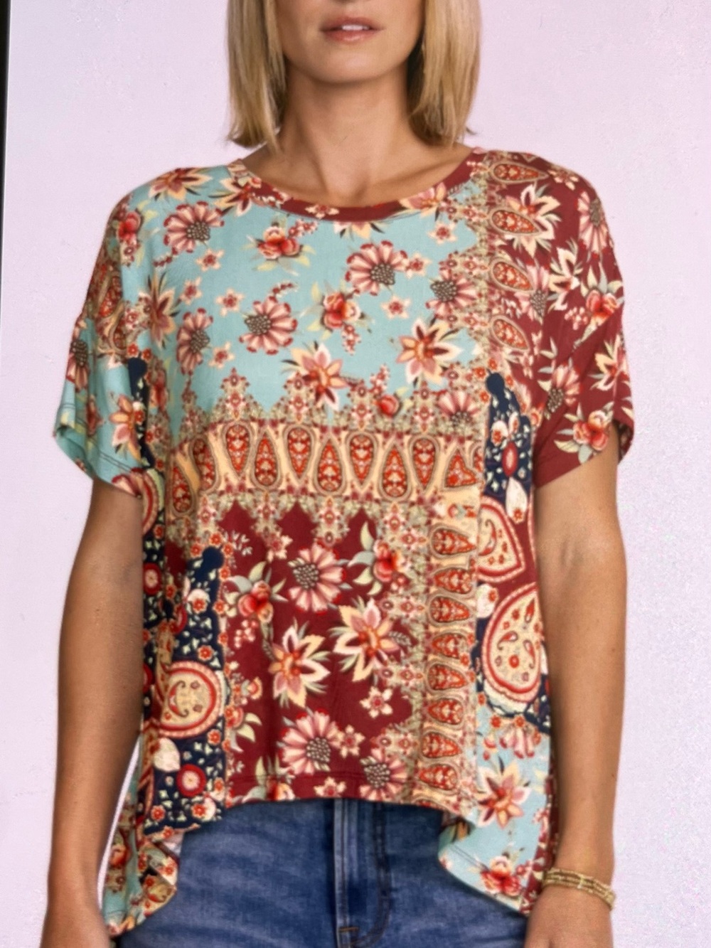 Johnny Was Thena Box Pleat Swing T-Shirt Medium - Picture 11 of 12